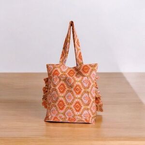 Elegant Orange Patterned Tote by [Brand]